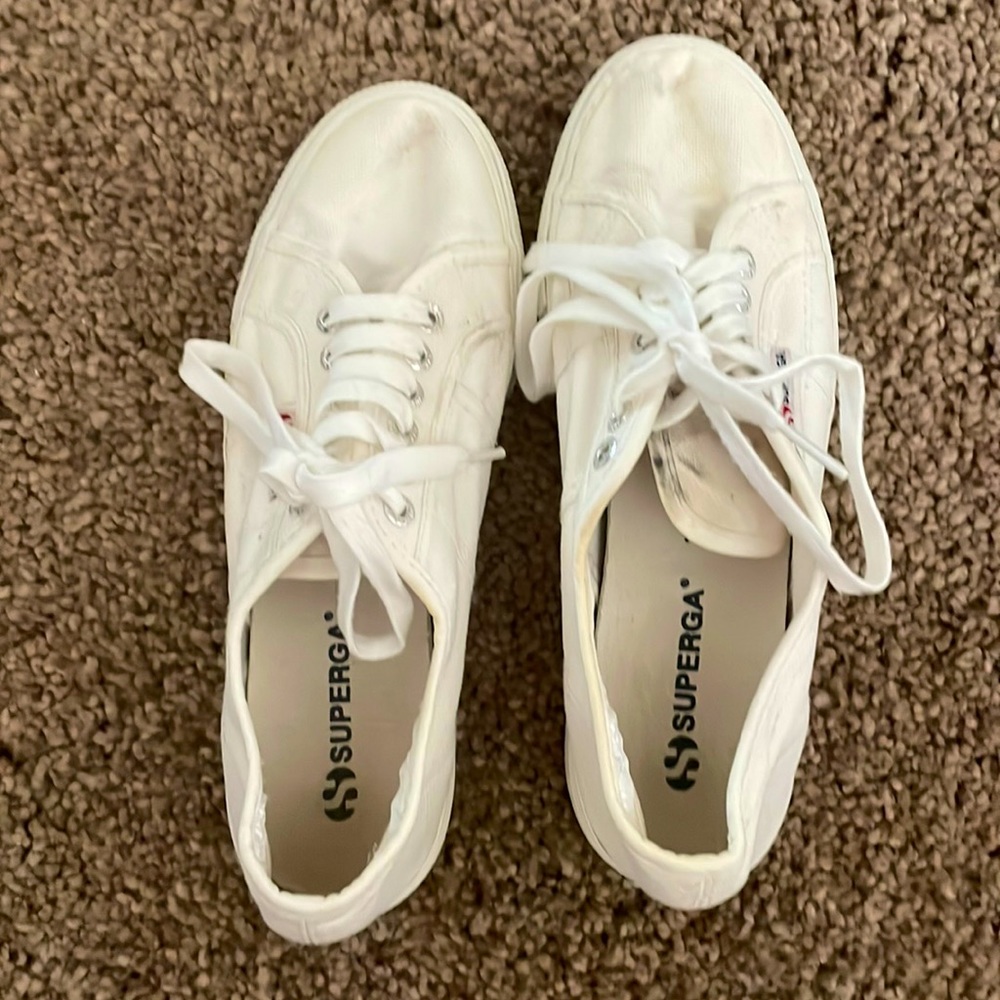 Superga White size 9 1/2 platform sneakers.